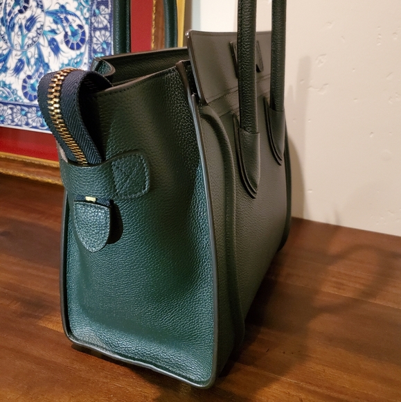 Celine Micro Luggage Handbag Dark Green Authentic - Picture 4 of 16